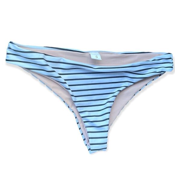 BLACK STRIPED WHITE BIKINI BOTTOMS SMALL - Picture 5 of 7